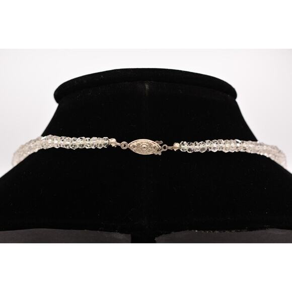 Vintage Crystal Beaded Collar Necklace Clear Faceted D.B. Metal Signed Bin3A - Picture 7 of 12